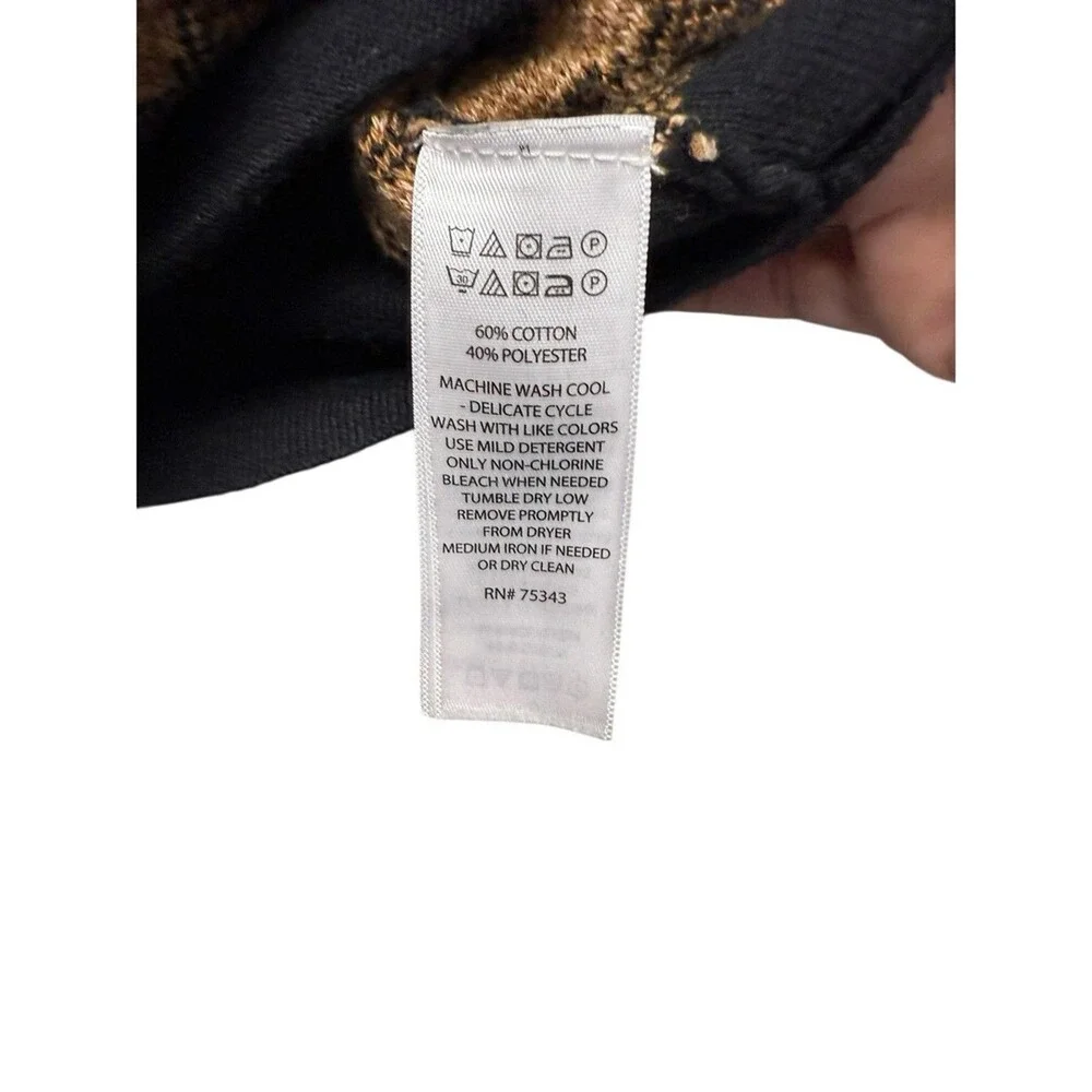 Rachel‎ Zoe Beige Leopard print full zip sweater  size Large Pockets Soft